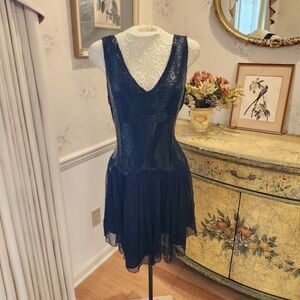 Vintage KATE MOSS Top Shop Metal Zipper Liquid Beaded Silk Cocktail Dress 14